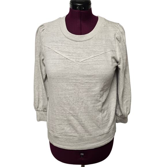 Women's LOFT Heathered Gray Knit 3/4 Sleeve Blouse | Size Medium - Picture 1 of 9